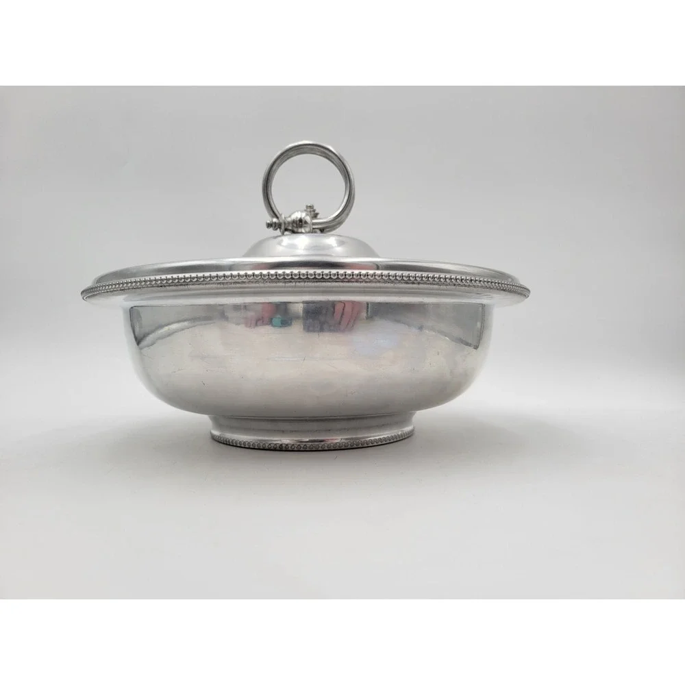 Vtg BW Buenilum Hammered Aluminum Round Serving Bowl With Glass bake Insert‎ MCM